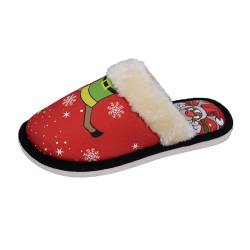 Gsheocm Hausschuhe Weihnachten Warme Hausschuhe Weiches Bequem Filzpantoffeln Indoor Outdoor Slippers Unisex Anti-Rutsch Pantoffeln Schlappen Gefüttert Gästehausschuhe Pantoffeln von Gsheocm