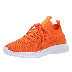 Gsheocm Sneaker mit Keilabsatz Sportschuhe Joggingschuhe Fashion Freizeit Straßenlaufschuhe Fitness Schuhe Atmungsaktiv Leichtgewichts Freizeitschuhe Hallenturnschuhe Stoffschuhe (schuhe1-Orange, 37) von Gsheocm