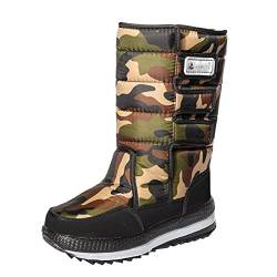 Gsheocm Winterschuhe Herren Wasserdicht,Winterstiefel GefüTtert Warme Schneestiefel Slip-On Thermostiefel Rutschfest Sohle Klettverschluss Winter Stiefel Leichte Outdoor Boots von Gsheocm