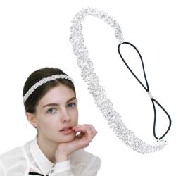 Gtociy Strass Stirnband Elastisches Glitzer Funkeln Einfachheit Haarzubehör für Damen (银Silber, Eine Größe) von Gtociy