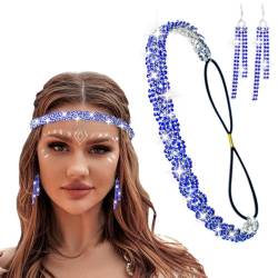 Strass Elastisches Stirnband Glitzer Funkeln Einfachheit Haarzubehör für Damen (Blau, Einheitsgröße) von Gtociy