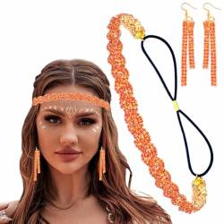 Strass Elastisches Stirnband Glitzer Funkeln Einfachheit Haarzubehör für Damen (Orange, Einheitsgröße) von Gtociy