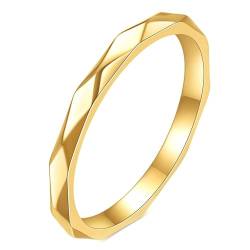 Gualiy Ringe aus Edelstahl, Gold Verlobungsring und Ehering 2MM Ring mit Unregelmäßig Vielfältig Ringe Größe 49 (15.6) von Gualiy