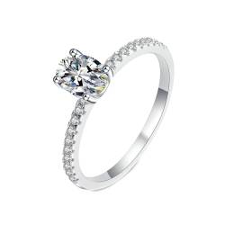 Gualiy Verlobungsring Weißgold 750, 18 Karat Damenring Hochzeit mit Oval Labor Diamant 1ct Ring Größe 48 von Gualiy