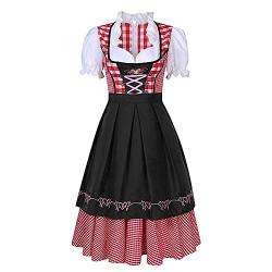 Guanghuansishe Dirndl Damen Midi Lang Dirndl Günstig Traditionelle Theaterkleider Inkl.Trachtenrock Dirndlbluse Dirndlschürze Für Oktoberfest Dirndl Damen Midi Lang Dirndl (18-Black, M) von Guanghuansishe