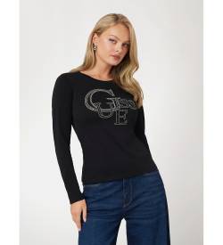 Guess für Damen. W4BI29I3Z14 Logo-T-Shirt schwarz (M), Lässig, Baumwolle, Langarm von Guess