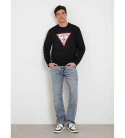 Guess für Herren. M2YQ37K6ZS1 Triangle Logo Sweatshirt schwarz (L), Lässig, Baumwolle von Guess