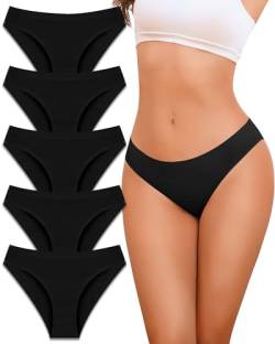 Guhaha 5er Pack Seamless Slips Damen Unterhosen Damen Nahtlose Unterwäsche für Damen, Atmungsaktiv Slips Bequem Hipster Panties Mehrpack S-XL von Guhaha