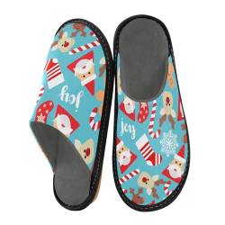 GuoChe Damen Hausschuhe Weihnachten Elemente Weihnachtsmann Neujahr Blau Frau Indoor Hausschuhe Damen Memory Foam Hausschuhe, Christmas Elements Santa Claus New Year Blue, 38/38.5 EU von GuoChe