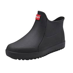 Gummistiefel Herren Halbhoch Leichte Stiefel Rain Boots Oversized Weitschaft Gartenschuhe mit Stulpe Günstig Protective Footwear Außenbereich Festival Stiefeletten Schnee Schlupfstiefel von Guotobe