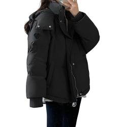 Winterjacke Damen mit Tasche Übergangsmantel Wintermantel Lang Elegant Winterjacke Dicke Oversize Parka Jacke Komfort Warm Kapuzenjacke Gefüttert Baumwollmantel Outdoor Coat von Guotobe