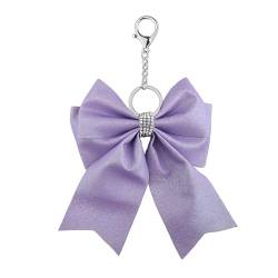 Guqqeuc Cheer Bow Schlüsselanhänger für Autoschlüssel, Cheerleading-Schleife, Schlüsselanhänger, Taschenzubehör, Charm, Handtaschen-Anhänger für Frauen, Taschen, Autoschlüssel-Anhänger, violett, S von Guqqeuc