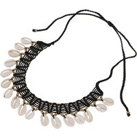 Guru-Shop Perlenkette Ethno Kette, Tribal Goa Muschel Collier - schwarz von Guru-Shop