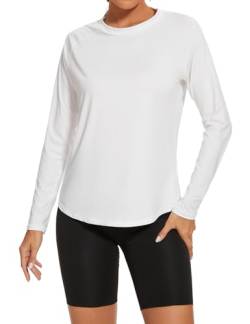 Gyabnw Sport Oberteile Damen Yoga Shirt Damen Rundhals Laufshirt Yoga Fitness Tshirt Weiß,M von Gyabnw