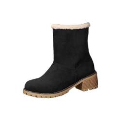 Gyaimxfu 2024 Winterstiefel Damen Schneestiefel Damen Wasserdicht Winterstiefel Für Damen Warm Fell Gefütterte Winterschuhe Damen Stiefeletten Kurzschaft Stiefel Elegant Bequem Schneestiefel von Gyaimxfu