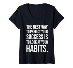 Damen Erfolgsgewohnheiten, Fitnessstudio, Hektik, Grind, Geld, Motivation bei der Arbeit T-Shirt mit V-Ausschnitt von Gym, Hustle and Success Motivational Gifts