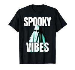 Spooky Vibes Süßer Geist mit Sonnenbrille, lustiger Halloween-Liebhaber T-Shirt von Gym Gear For That Spooky Halloween Fitness Lover