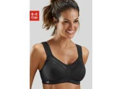 Sport-BH H.I.S Gr. 105, Cup D, schwarz, Damen, Microtouch, Netz, Obermaterial: 90% Polyester (COOLMAX), 10% Elasthan, BHs, ohne Bügel für Sportarten mit mittlerer Belastbarkeit von H.I.S.