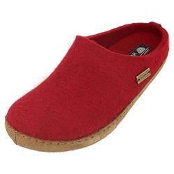 HAFLINGER Emils Toffel Filzpantoffel Hausschuh mit Ledersohle Unisex (Rubin 211) Gr 42 von HAFLINGER