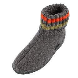 HAFLINGER Paul, Hüttenschuhe, Unisex-Erwachsene, Walkstoff aus reiner Wolle, Grau Anthrazit 04, 46 EU von HAFLINGER