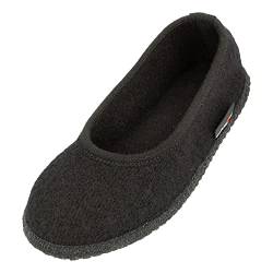 HAFLINGER Slipper Marina Filzpantoffel Hausschuh Ballerina Schwarz, Gr. 36 von HAFLINGER