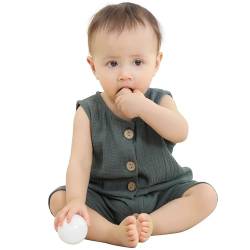 HAHASHOW Baby Body Strampler Unisex 100% Baumwolle Kurzarm Jumpsuit für Jungen und Mädchen, 12-18 Monate, Grün von HAHASHOW