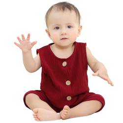 HAHASHOW Baby Body Strampler Unisex 100% Baumwolle Kurzarm Jumpsuit für Jungen und Mädchen, 18-24 Monate, Rot von HAHASHOW