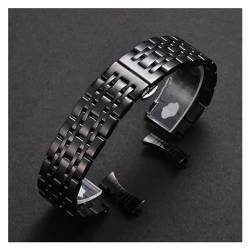 HAJMGUMC Edelstahl-Uhrenarmband, passend Fit For Tissot, passend Fit For Citizen, passend Fit For Armani, 12/13/14/16/17/18/19/20/21/22/23/24 mm Armband(Black,16mm) von HAJMGUMC