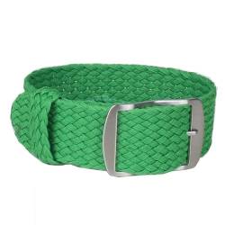 HAJMGUMC Nylonband, gewebtes Armband, passend Fit For Perlon-Band, Ersatz-Uhrenarmband, schwarze silberne Schnalle, 16 mm, 18 mm, 20 mm, 22 mm(Grass green,22mm) von HAJMGUMC