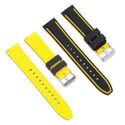 HAJMGUMC Premium-Silikon-Uhrenarmband, Schnellverschluss-Gummi-Uhrenarmband, 20 mm, 22 mm, 24 mm, for Smartwatch-Ersatzarmband(Black yellow-S,24mm) von HAJMGUMC