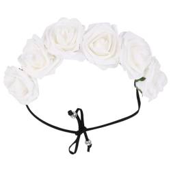 HAKIDZEL Haarschmuck mit rosafarbener Krawatte Rosendekor verstellbares Haargummi haarband hair- hochzeitsdeko Haarschmuck für die Hochzeit rosa Stirnband frauen kopfschmuck Perlen Korn von HAKIDZEL