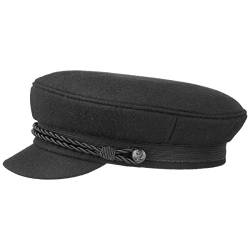 HAMMABURG Elbsegler Mütze Schwarz für Herren - traditionelle Kapitänsmütze mit Innenfutter - Matrosenmütze aus Tuch - Größe 57 cm - Schirmmütze mit Kordel, kurzem Visor und silbernen Knöpfen von HAMMABURG