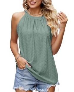 HANERDUN Tank Top Damen Sommer Tops Casual Trägershirt Sexy Vest Ärmellose Öse Shirts Basic Blusen Rundhals Oberteile Lässige Weste von HANERDUN