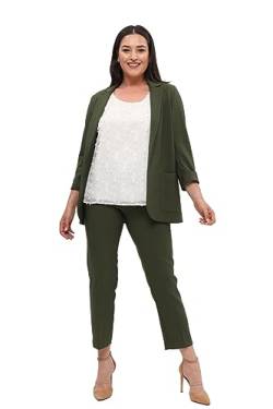 HANEZZA Damen Breiter Stretch Blazer | Business Elegant Outfit | Plus Size Casual Khaki Blazer Jacke / 40-52 DE Size von HANEZZA