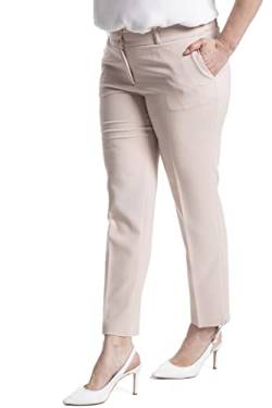 HANEZZA Marlene Hosen Damen Sommer | Bequeme Hose | Frauen Kleidung Beige Gr 46 von HANEZZA