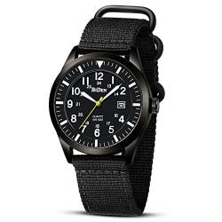 HANPOSH Herren Uhr Uhren Herren Militär Uhr Armbanduhr Herren 12/24 Stunden Tactical Armee Uhren 3ATM Wasserdicht Uhren Männer Outdoor Sport Quarzuhr mit Datum von HANPOSH