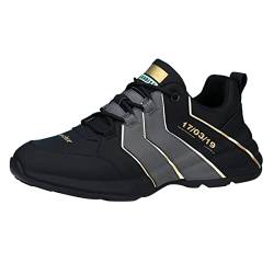 HANXIULIN Herren Schuhe Schwarz Blau Schnüren Sie Sportschuhe für Herrenschuhe Mode Freizeitschuhe zum Gehen Lederschuhe Compatible with Motorsport Schuhe Herren (Black, 44) von HANXIULIN