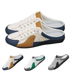 HANYILI 2024 Neue Männer Slip on Mule Sneakers Männer Hausschuhe Casual Sportschuhe Low Top Baotou Half Drag Sneakers für Männer, Modische Herren Slip On Schuhe für Frühling Sommer (Beige,EU-42) von HANYILI