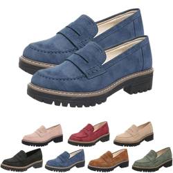 Orthoture-Orthopedic Platform Loafers,Orthoture Wide Toe Lightweight Non-Slip Casual Flat Shoes, Arch Support Slip-On Loafers (Blue,EU-43) von HANYILI