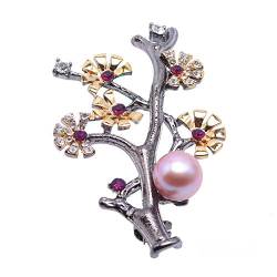 Broschennadel, feiner Baum-Stil, natürliches Weiß/Rosa/Lavendel, Süßwasser-Brosche (Color : Lavender) von HAODUOO
