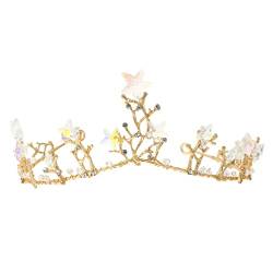 HAODUOO Haarnadel Strass Stern Stirnband Krone Hochzeit Braut Kopfschmuck Barock Gold Zweig Krone Vintage Kristall Haarschmuck for Frauen Blumenmädchen Golden von HAODUOO