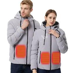 Damen Beheizbare Jacke Warme, Unisex Winter Neun Zonen Dual Control USB Smart Konstanttemperatur Elektrische Heizjacke Baumwolljacke, Winterjacke Leichte Aus Baumwolle Beheizte Jacke Weich Bequem von HAOLEI