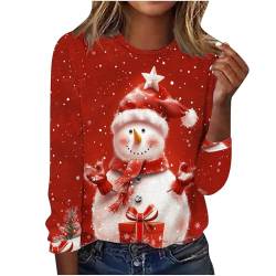 Damen Weihnachts Sweatshirt Mit Rundhalsausschnitt, Pullover Lässig Bedruckt Langärmelig, Günstig Weihnachtspullover Lustige Grafik, Modisches Sweater Ugly Christmas, Winterpullover Casual Mode von HAOLEI