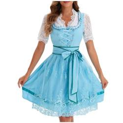 Dirndl Damen Elegant Schick, Trachtenrock Modisches, Billig Lässiges Oktoberfest Trägerkleid Mit Hoher Taille Und Kurzen Ärmeln Und V-Ausschnitt, Oktoberfest Damen Outfit, Trachtenkleid Hochwertige von HAOLEI