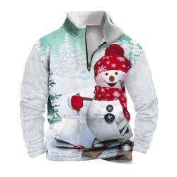 Herren Weihnachtspullover Lustige Grafik, Sale Sweatshirt Weihnachten Drucken Dicker Thermo, Sweater Ugly Christmas, Jumper Stehkragen Halber Reißverschluss, Pullover Langärmliges Oberteil von HAOLEI