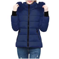 Winterjacke Damen Elegant Schick, Sale Steppjacke Leicht Und Warme, Wintermantel Flauschig Federleichte, Daunenjacke Aus Einfarbiger Baumwolle Mit Kapuze Und Warmer Tasche Für Herbst Und Winter von HAOLEI