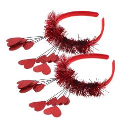 HAPINARY 2St Pailletten-Herz-Stirnband haaraccessoires hair jewellery Stirnband für die Hochzeitsfeier valentinstag partyzubehör Haarband Herz-Stirnbänder zarte Herz-Haarreifen Stoff rot von HAPINARY