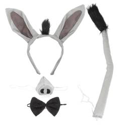 HAPINARY 7 Sätze Esel Stirnband kopfhoerer geburtstagdeko Tierverkleidung Donkey bowtie Kostümzubehör Eselschwänze Esel-Haarband outfit herren Tiere Esel Cosplay Nase Esel-Zierschwanz Stoff von HAPINARY