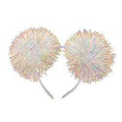 HAPINARY helles Seidenkugel-Stirnband kleine Bommelhaare glitzerndes Haarband kinder stirnband stirnbänder kinder haarschmuck Pompon-Kopfschmuck glitzernder Haarreifen Metall Weiß von HAPINARY