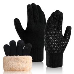 HAPPY FINDING Handschuhe Winter Herren, Touchscreen Strickhandschuhe Warme Thermo Fleece für Damen, Motorrad Winterhandschuhe für Outdoor Sport von HAPPY FINDING